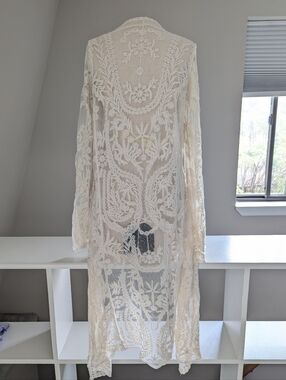 Bohemian Beachy Cream Lace Kimono Duster